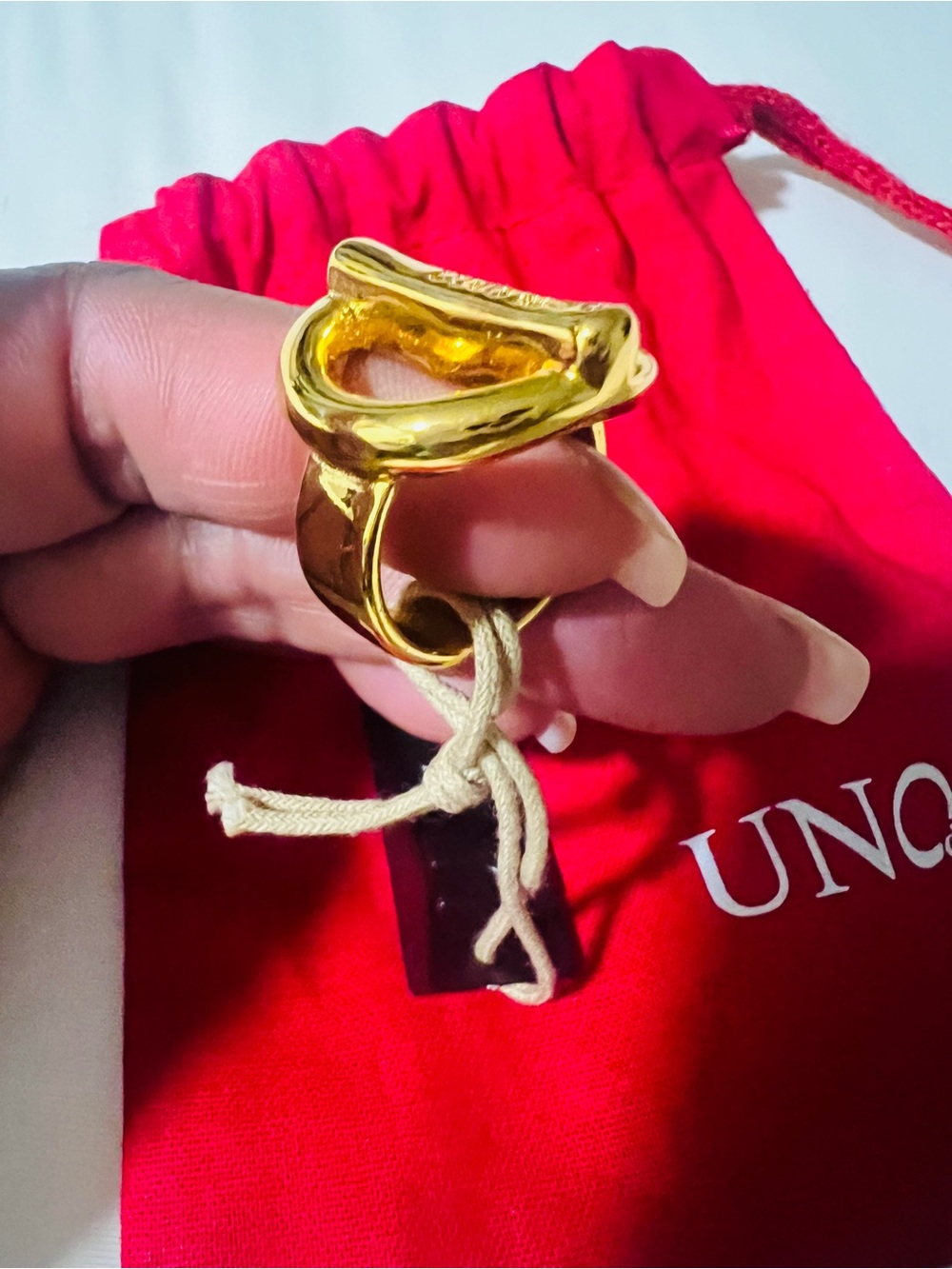NWT UNO de 50 "On/Off" 18k Gold Plated Ring - Size 8.5